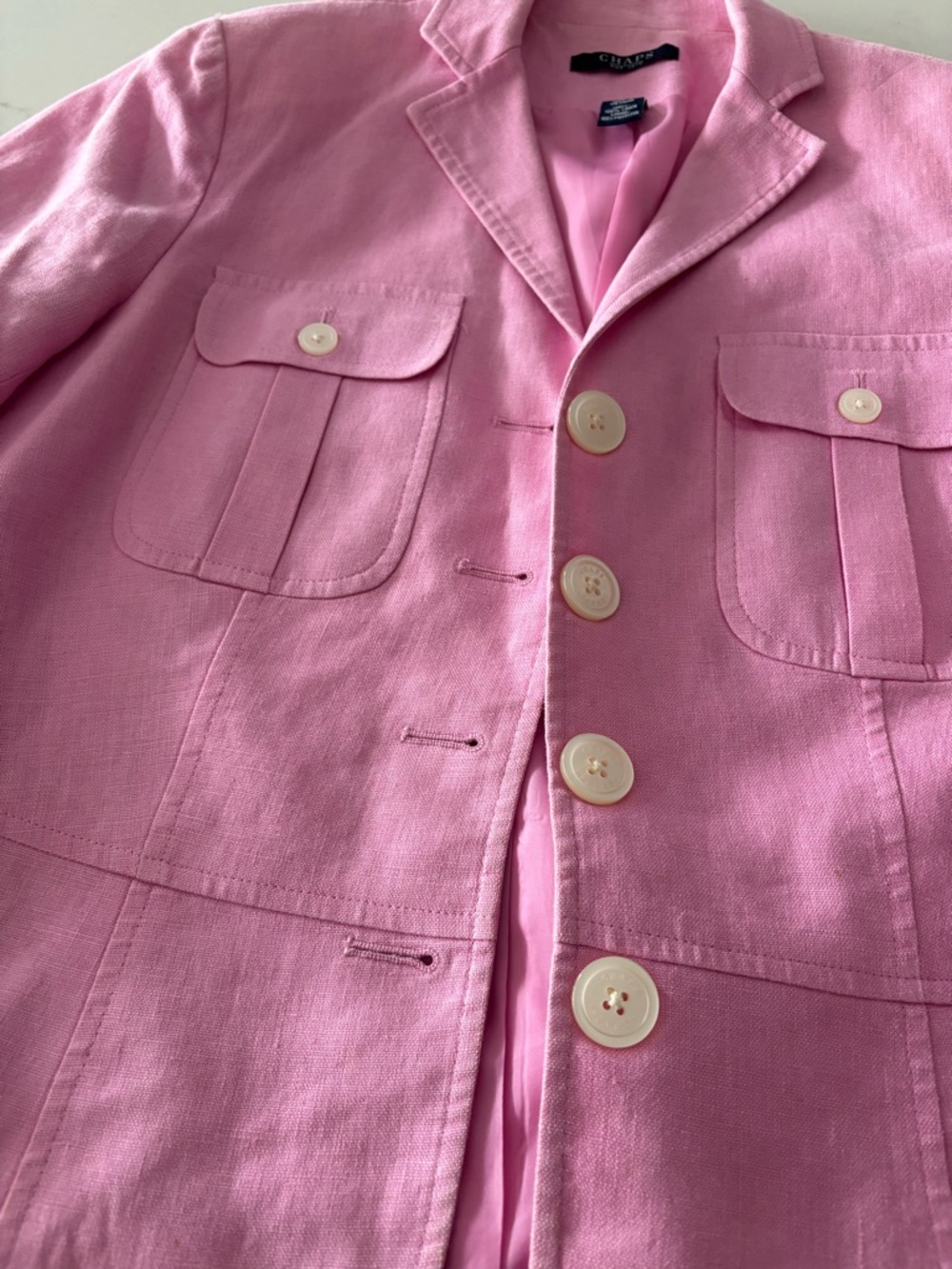 Chaps Pink Tailored Button-Front Blazer - Picture 5 of 8